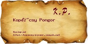 Kopácsy Pongor névjegykártya